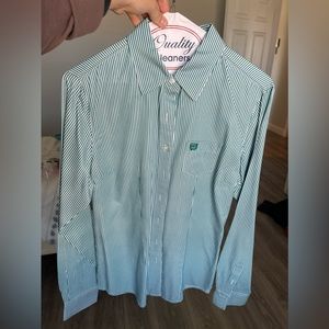 Aqua Cinch Button Down